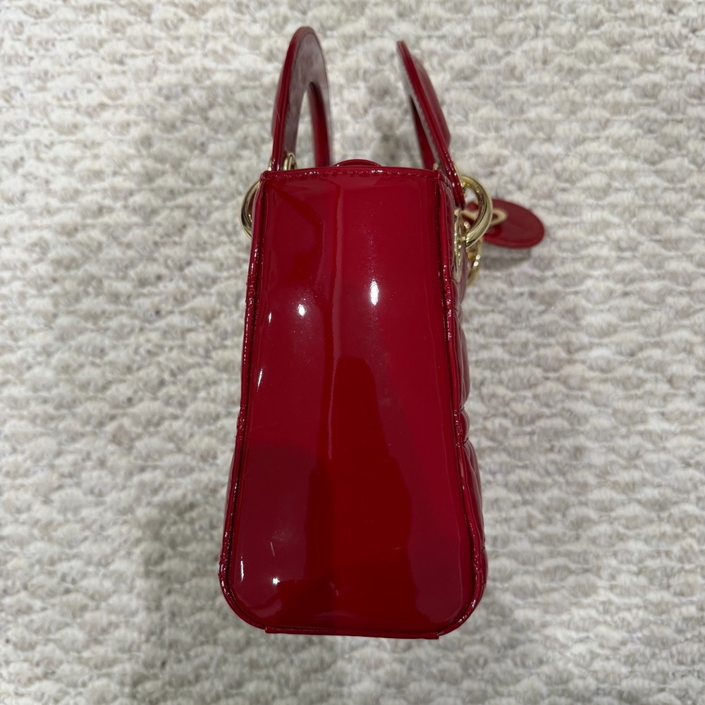Red Leather Mini Bag with Gold Accents - Picture 5 of 8